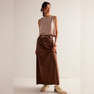 Free People Brown Maxi Skirt